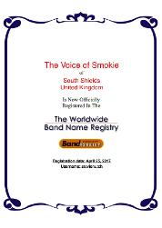 The Voice Of Smokie band name registration certificate